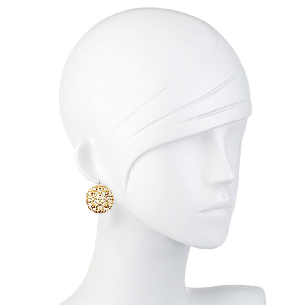 Round Scroll Open Cut Earrings-Susan Shaw-Swag Designer Jewelry