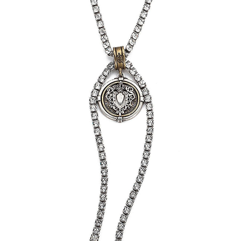 Sacred Cross Lariat on Crystal Chain-French Kande-Swag Designer Jewelry