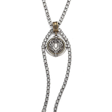 Sacred Cross Lariat on Crystal Chain-French Kande-Swag Designer Jewelry