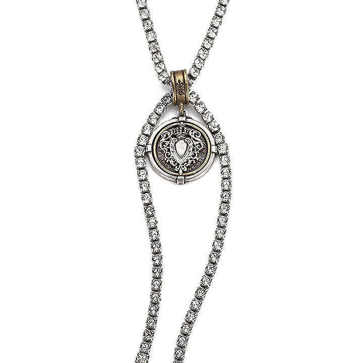 Sacred Cross Lariat on Crystal Chain-French Kande-Swag Designer Jewelry