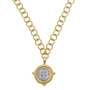Saint Benedict Coin Pendant Necklace on Chain-Susan Shaw-Swag Designer Jewelry