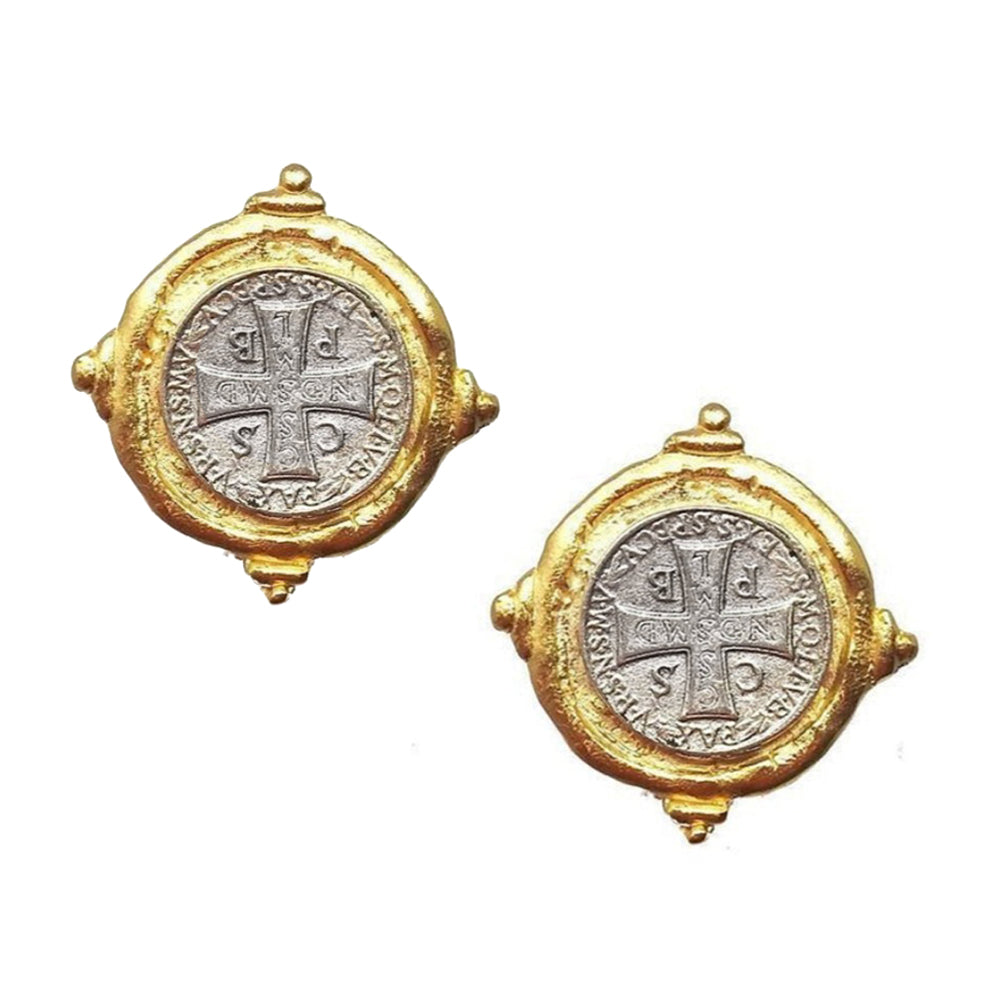 Saint Benedict Coin Post Earrings-Susan Shaw-Swag Designer Jewelry