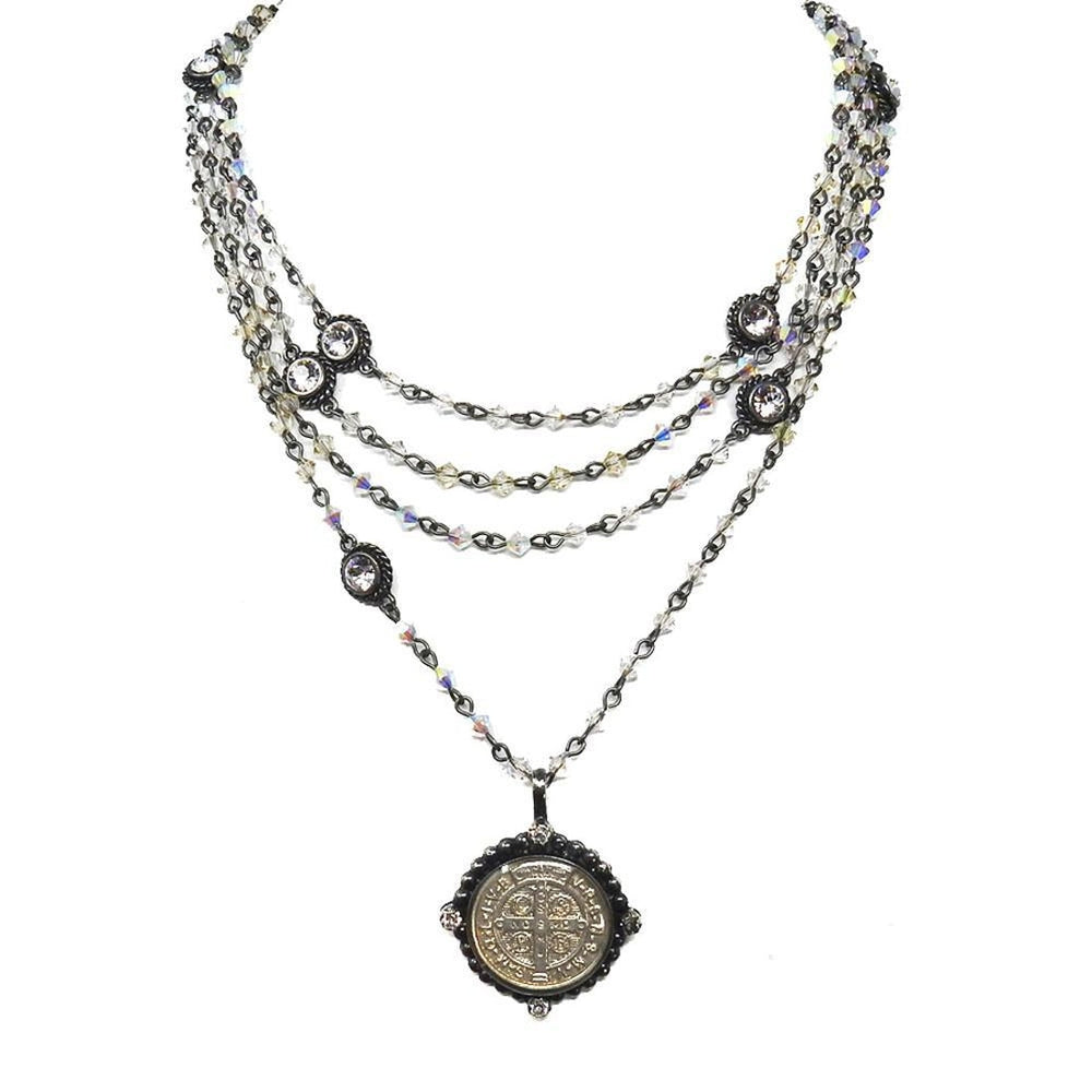 San Benito Bicone Magdalena in Rhodium-Virgins Saints and Angels-Swag Designer Jewelry