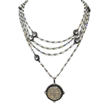 San Benito Bicone Magdalena in Rhodium-Virgins Saints and Angels-Swag Designer Jewelry