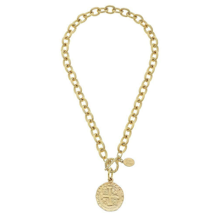 San Benito Gold Coin Pendant Necklace-Susan Shaw-Swag Designer Jewelry
