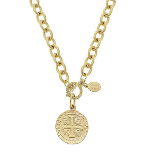 San Benito Gold Coin Pendant Necklace-Susan Shaw-Swag Designer Jewelry