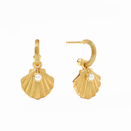 Sanibel Shell Hoop and Charm Earring-Julie Vos-Swag Designer Jewelry