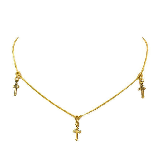 Santa Monica Cross Choker Gold-Virgins Saints and Angels-Swag Designer Jewelry