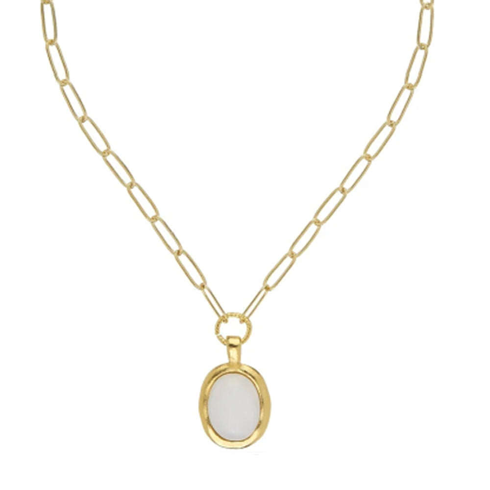 White Agate Cabochon Necklace