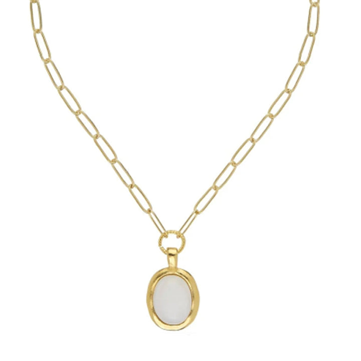White Agate Cabochon Necklace
