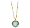 Long Aqua Venetian Glass Coin Intaglio Necklace