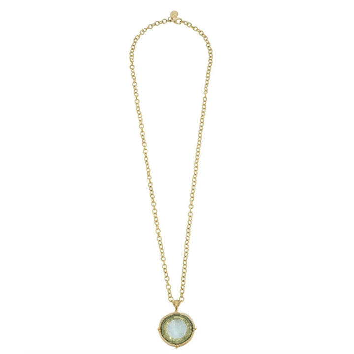 Long Venetian Glass Coin Intaglio Necklace
