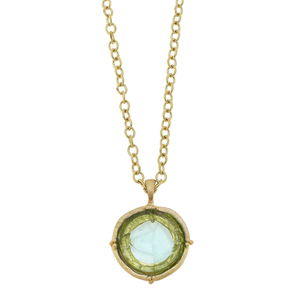 Long Venetian Glass Horse Intaglio Necklace