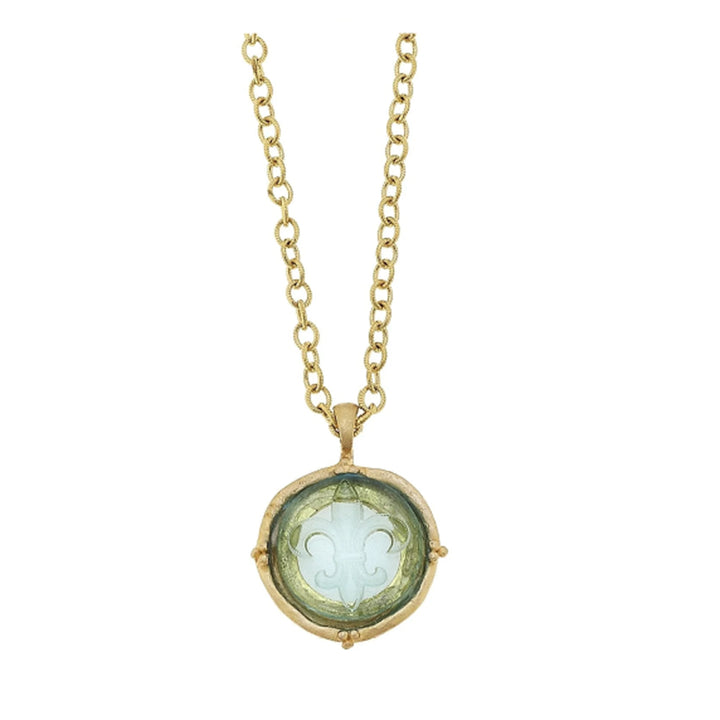 Long Venetian Glass Fleur Intaglio Necklace
