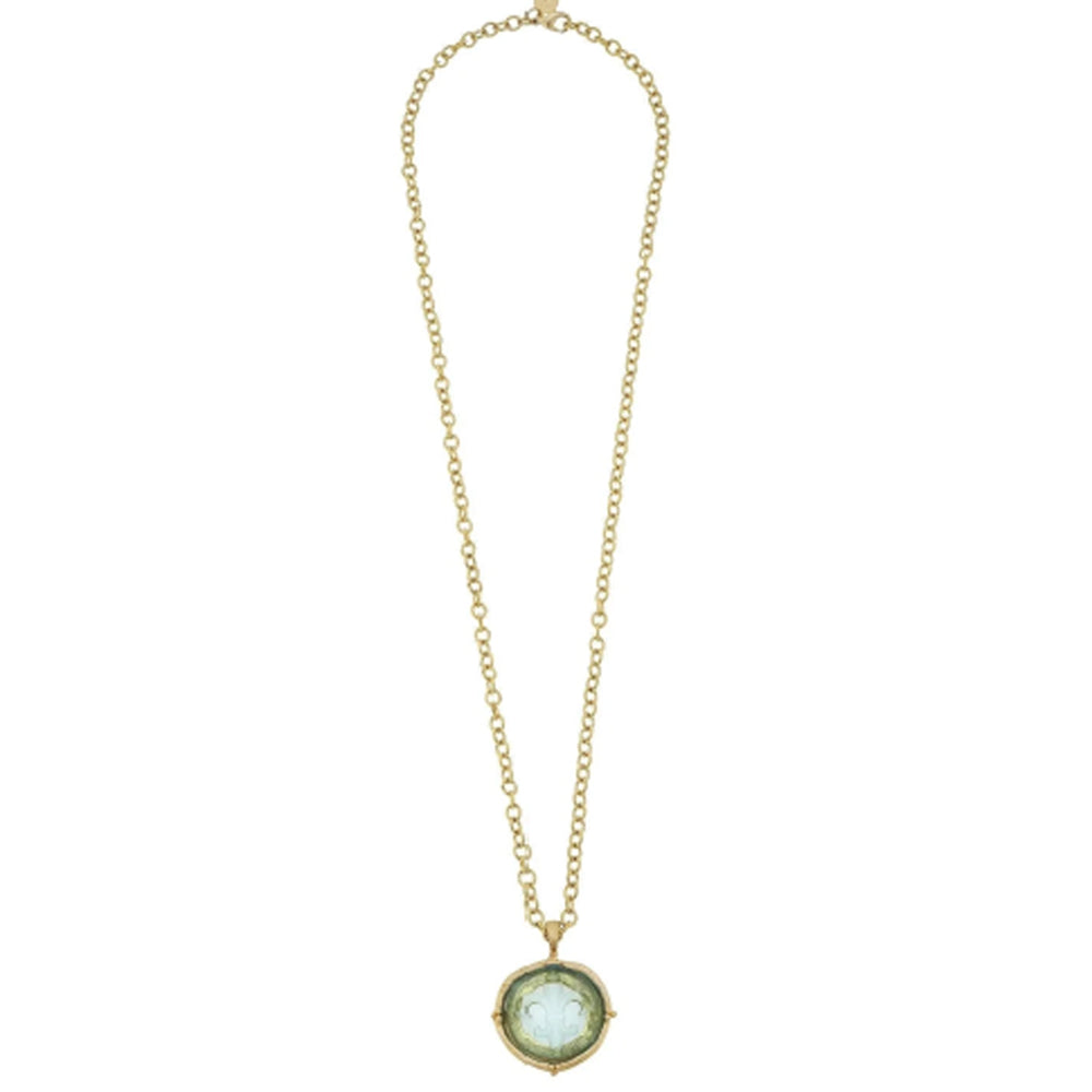 Long Venetian Glass Fleur Intaglio Necklace