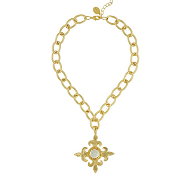 Fleur De Lis Cross with Pearl