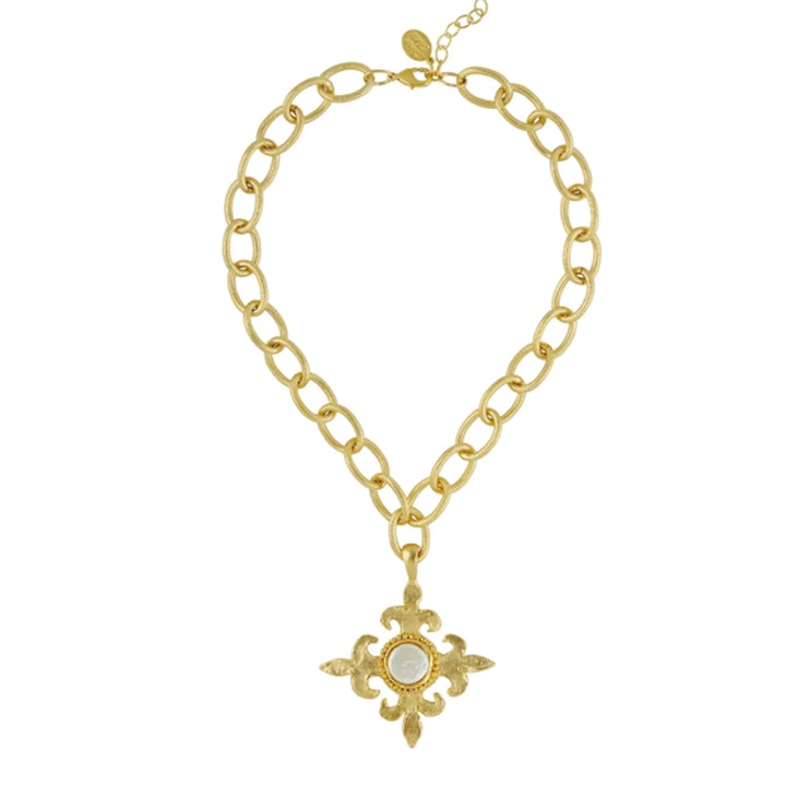 Fleur De Lis Cross with Pearl

