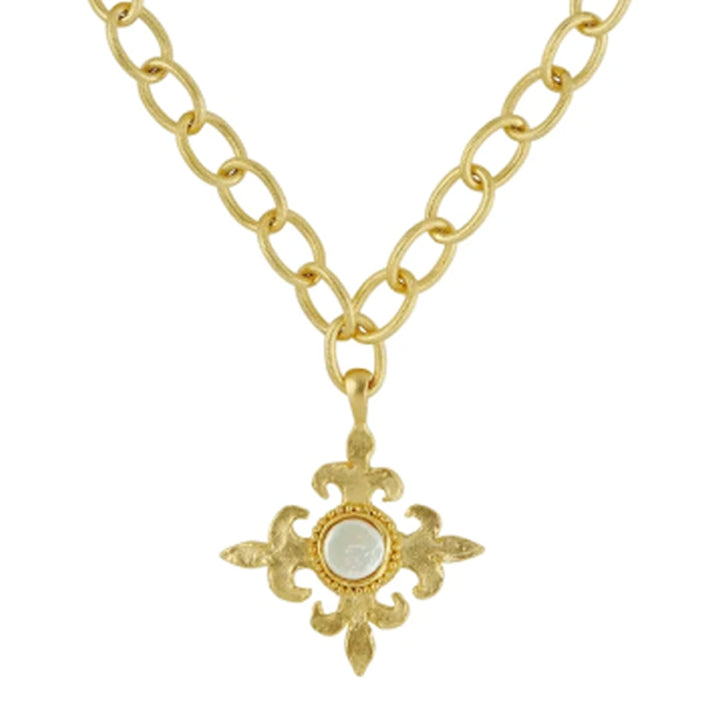 Fleur De Lis Cross with Pearl
