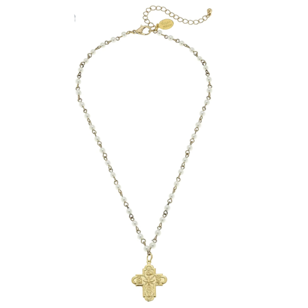 Holy Family Cross on Pearls