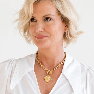 Handcast Gold Intaglio Compass Necklace