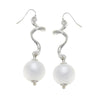 Silver Cotton Pearl Dangle Earrings