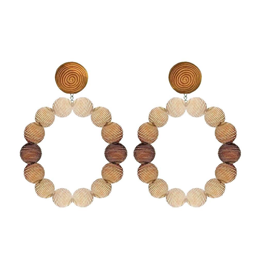 Silk Ombre Beige Hoop Earrings-Suzanna Dai-Swag Designer Jewelry