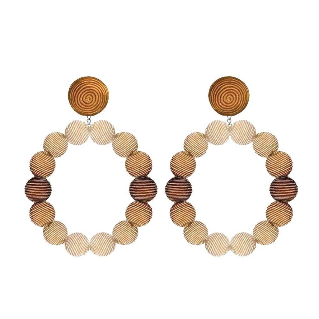 Silk Ombre Beige Hoop Earrings-Suzanna Dai-Swag Designer Jewelry