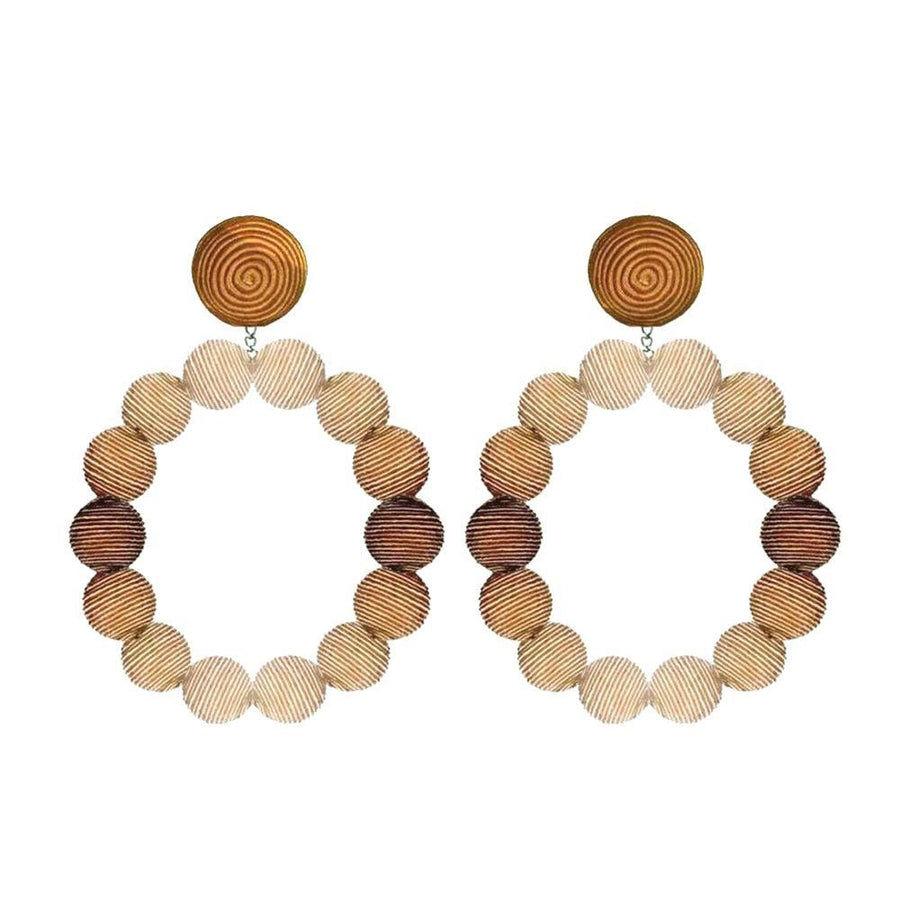 Silk Ombre Beige Hoop Earrings-Suzanna Dai-Swag Designer Jewelry