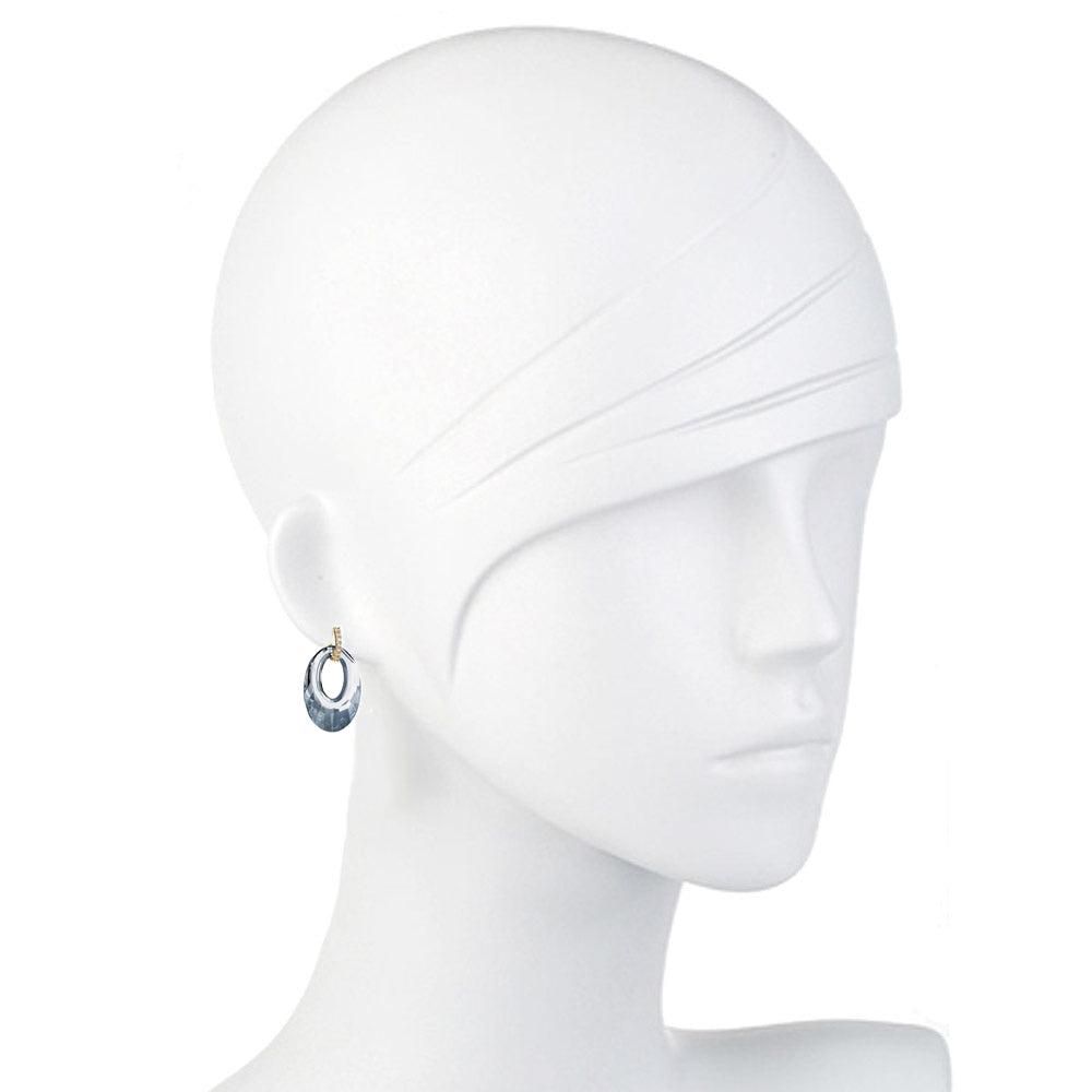 Silver Night Oval Drop Earrings