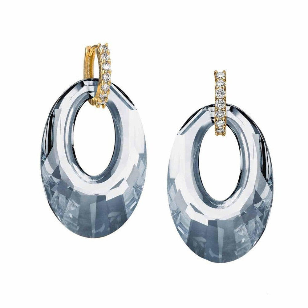 Silver Night Oval Drop Earrings-Janis Savitt-Swag Designer Jewelry