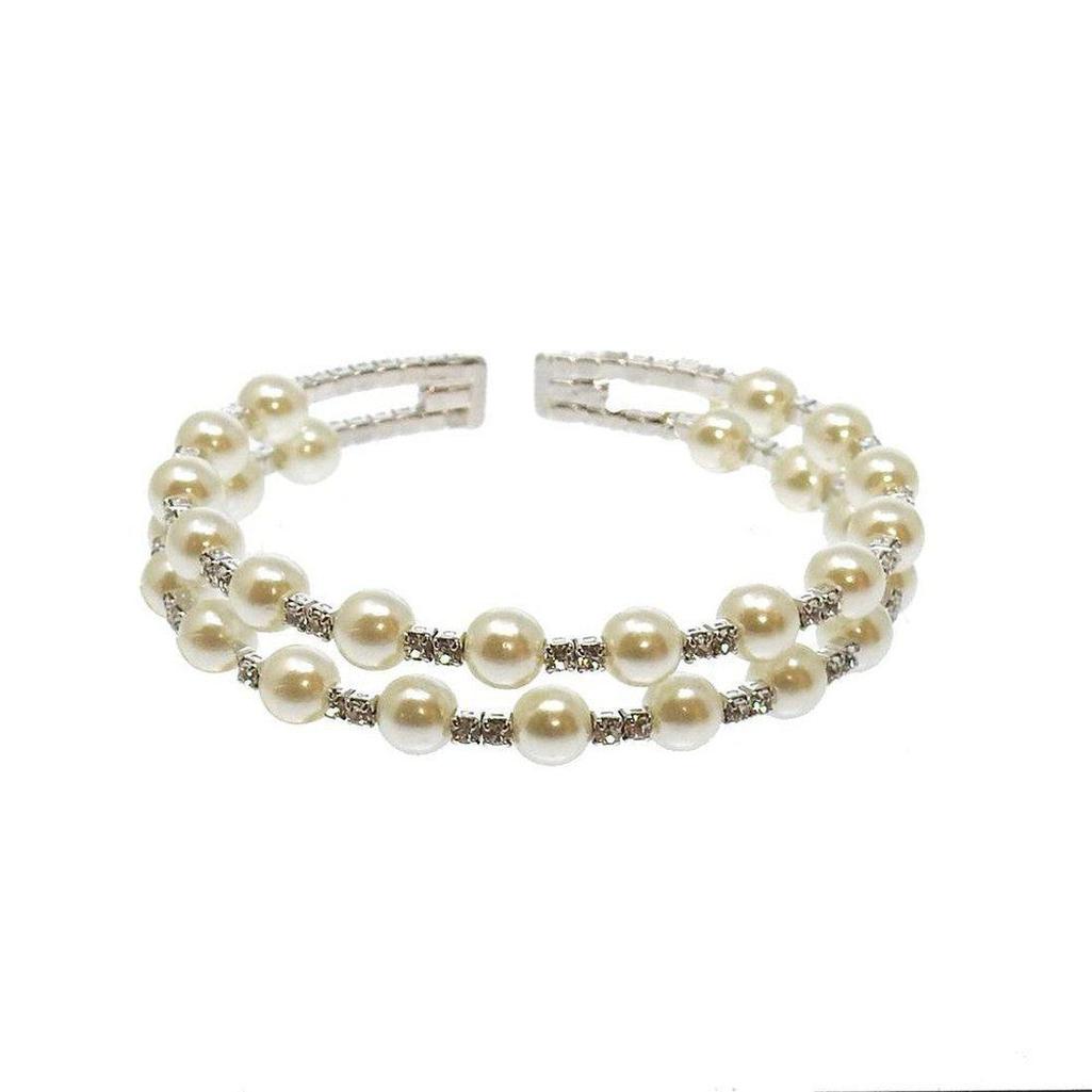 Silver Peral Crystal Cuff-Swag Designer Jewelry-Swag Designer Jewelry