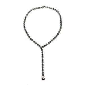 Silver and Black Diamond Crystal Necklace-Janis Savitt-Swag Designer Jewelry