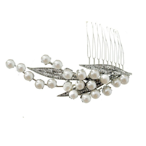 SimanTu Fresh water pearl and Crystal haircomb-Siman Tu-Swag Designer Jewelry