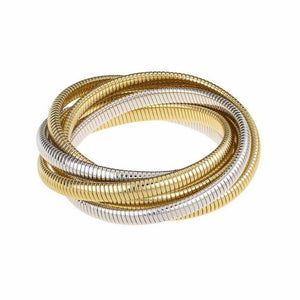 Small 6 Strand Cobra Bracelet in Yellow Gold and Rhodium-Janis Savitt-Swag Designer Jewelry