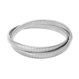 Small Double Cobra Bracelet in Rhodium-Janis Savitt-Swag Designer Jewelry