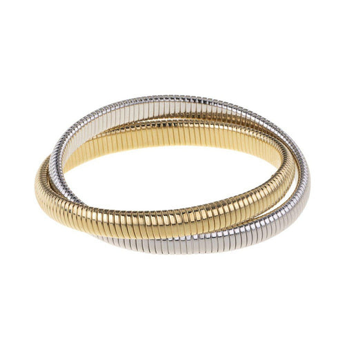 Small Double Cobra Bracelet in Rhodium and Gold-Janis Savitt-Swag Designer Jewelry