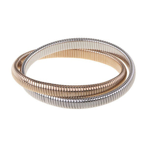 Small Double Cobra Bracelet in Rhodium and Rose Gold-Janis Savitt-Swag Designer Jewelry
