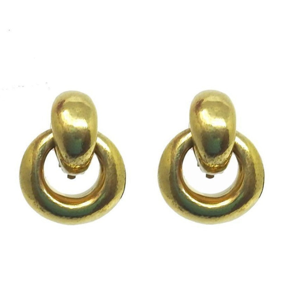 Small Round Door Knocker Clip Earrings-Vaubel Designs-Swag Designer Jewelry