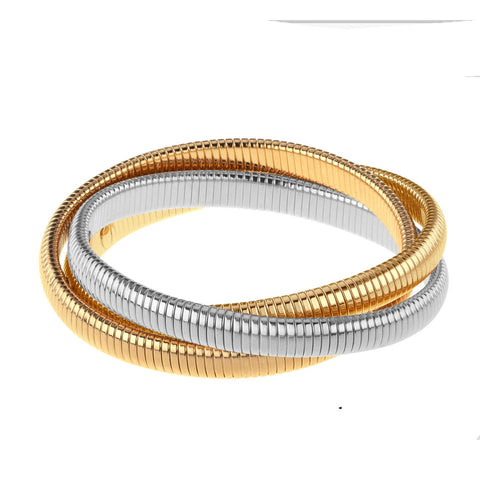 Small Triple Cobra Bracelet in Gold and Rhodium-Janis Savitt-Swag Designer Jewelry