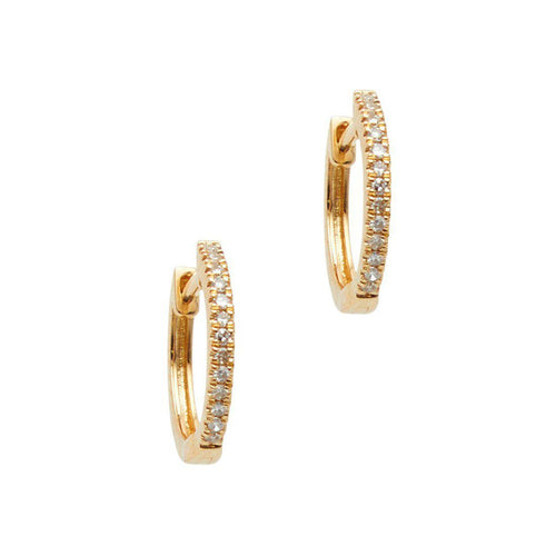 Small Yellow Gold Diamond Huggie Earrings-Liven Co-Swag Designer Jewelry