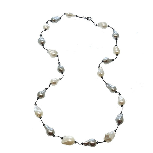 Stationed Baroque Pearl Necklace-Modital Bijoux-Swag Designer Jewelry
