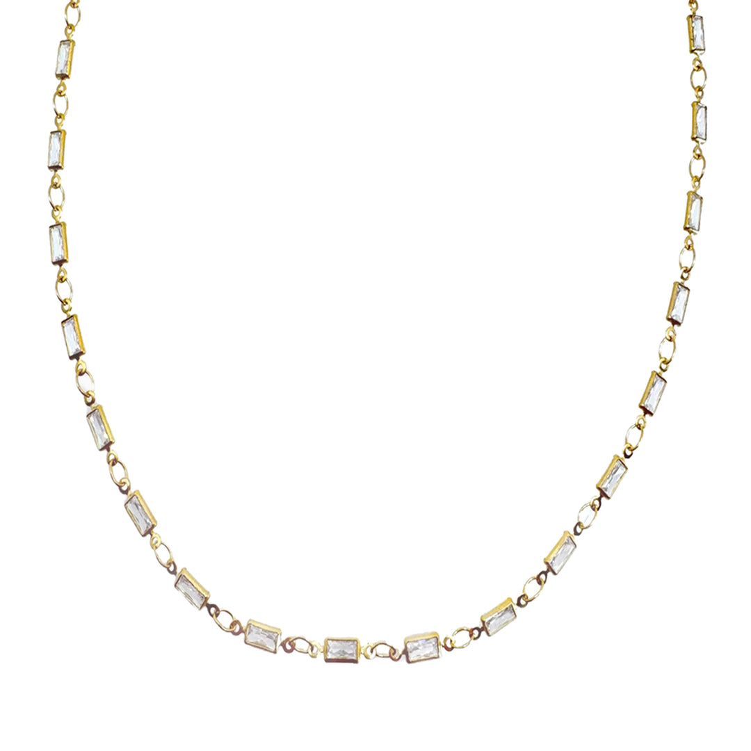 Stationed Chain Necklace with Crystals-La Vie Parisienne-Swag Designer Jewelry