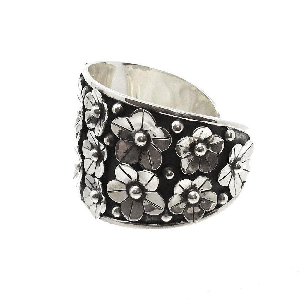 Taxco Sterling | Sterling Silver Cuff with Floral Design