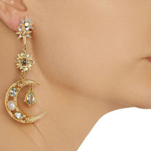 Sun and Moon Earrings in Blue Topaz and Moonstone-Percossi Papi-Swag Designer Jewelry