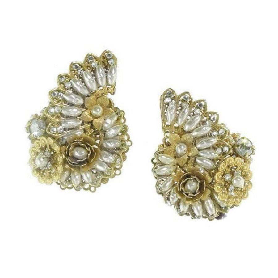 Swirl Pearl Clip Earrings-Miriam Haskell-Swag Designer Jewelry