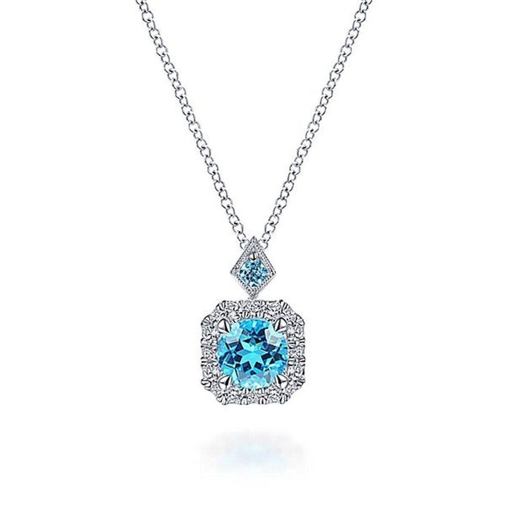 Swiss Blue Topaz Necklace-Gabriel & Co-Swag Designer Jewelry