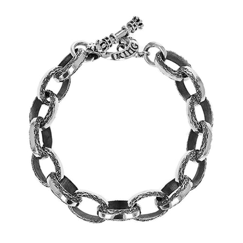 Textured Link Bracelet w/ T-Bar & Toggle-King Baby Studio-Swag Designer Jewelry