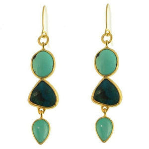 Tiered Drop Turquoise, Amazonite Earrings-Heather Benjamin Jewelry-Swag Designer Jewelry
