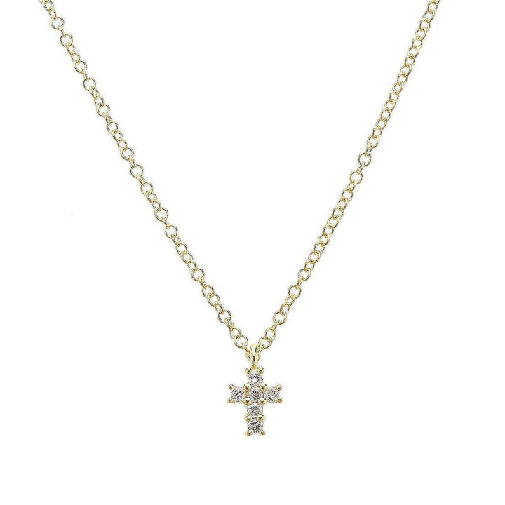 Tiny Cross necklace in Yellow Gold-Meira T-Swag Designer Jewelry