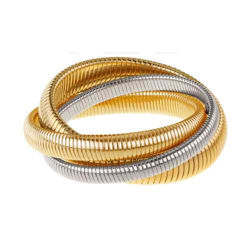 Triple Cobra Bracelet in Gold, Rhodium-Janis Savitt-Swag Designer Jewelry